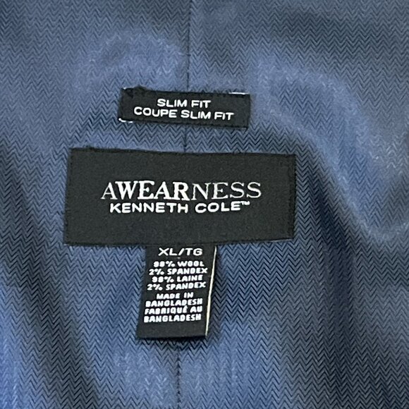 KENNETH COLE Vest Waistcoat AWEARNESS Slim Fit Wool Size XL Navy Blue - Picture 4 of 8